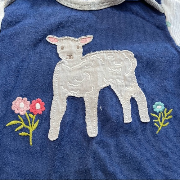 Baby Boden navy blue lamb stitched/farm print cotton dress size 3-6 months - Picture 4 of 5